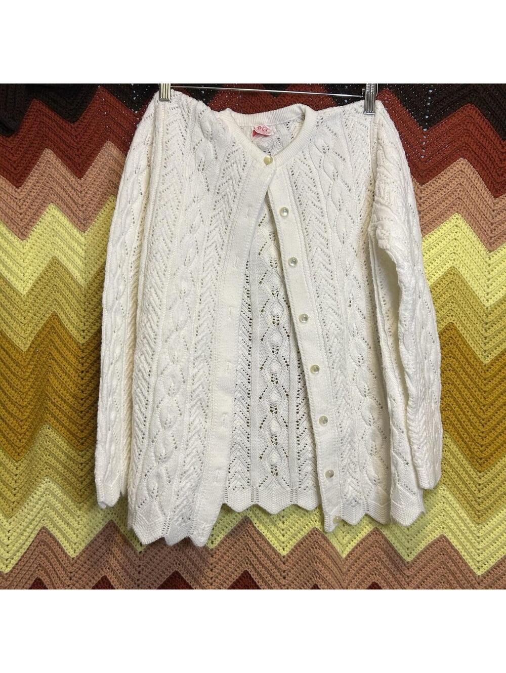 Vintage Highpoint Cardigan Sweater Sz L NWT Knit Acrylic Grandma Crowley’s 60s